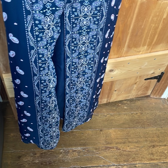 Princess Vera, Wang bandannas print, spaghetti, strap, maxi dress, navy and pink - Picture 7 of 7